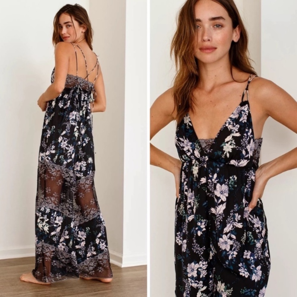 Free People Love Letters Printed Jumpsuit